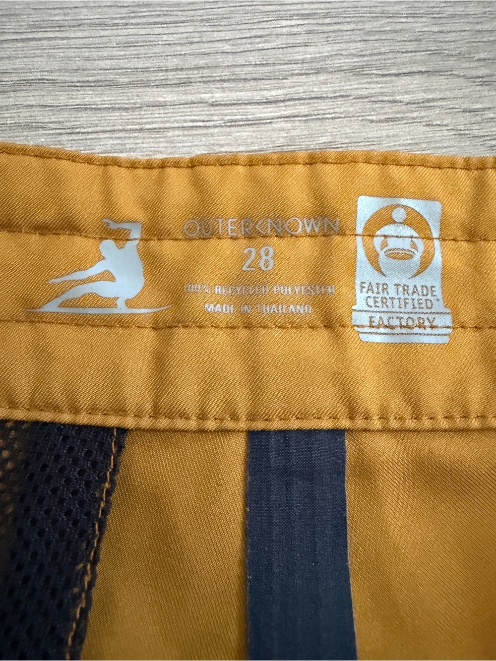 OUTER KNOWN Men's Mustard Yellow Swim Trunks with Drawstring Size 28 - Picture 7 of 7